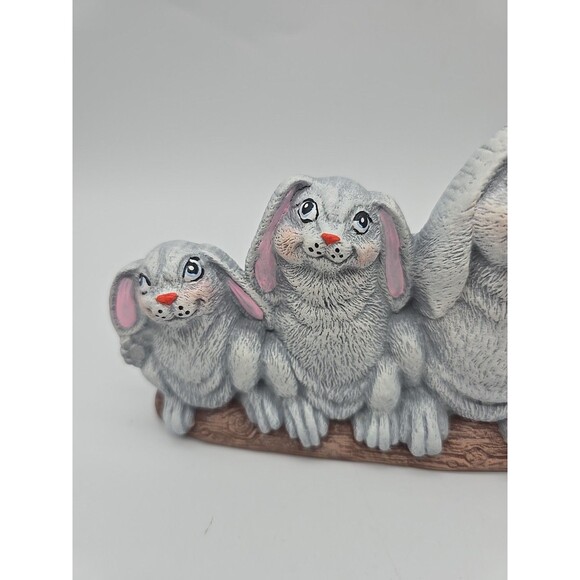 Vintage Nowells Inc Row Of Bunnies Ceramic Hand Painted Figure 1993 - Picture 10 of 12